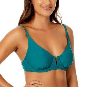 NEW Anne Cole - Women's V Wire Elongated Underwire Bikini Swim Top Ocean Green